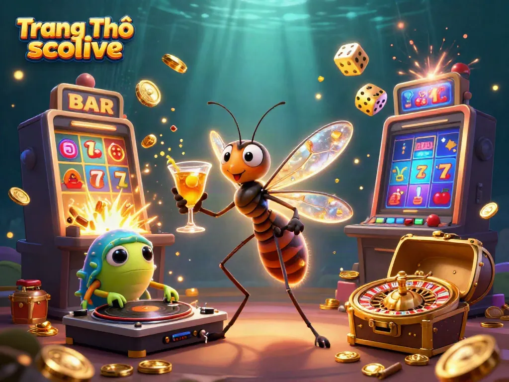 Experience the thrill of Trang Chủ socolive with a dynamic casino scene featuring animated characters and games.