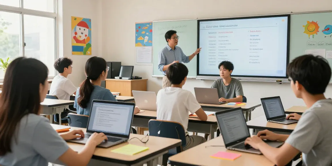 Engaged students in an interactive online English course, highlighting fun learning with Situs toto resources.