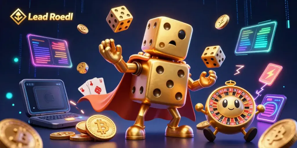 Engage with Lead Roedl's vibrant casino-themed illustration showcasing dynamic gameplay elements.