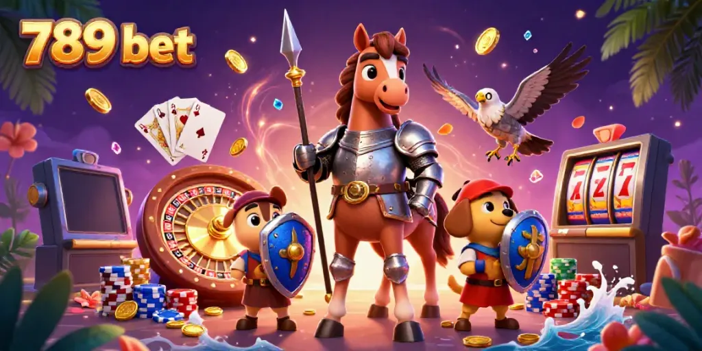 Join the excitement of 789 bet with knights and treasures in this vibrant casino scene.