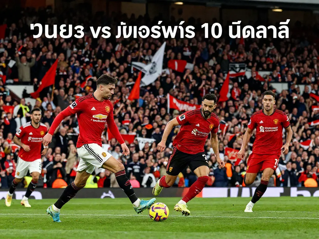 Action-packed moment from the intense 'แมนยู vs ลิเวอร์พูล 10 นัดล่าสุด' rivalry match, showcasing players in high-energy gameplay.