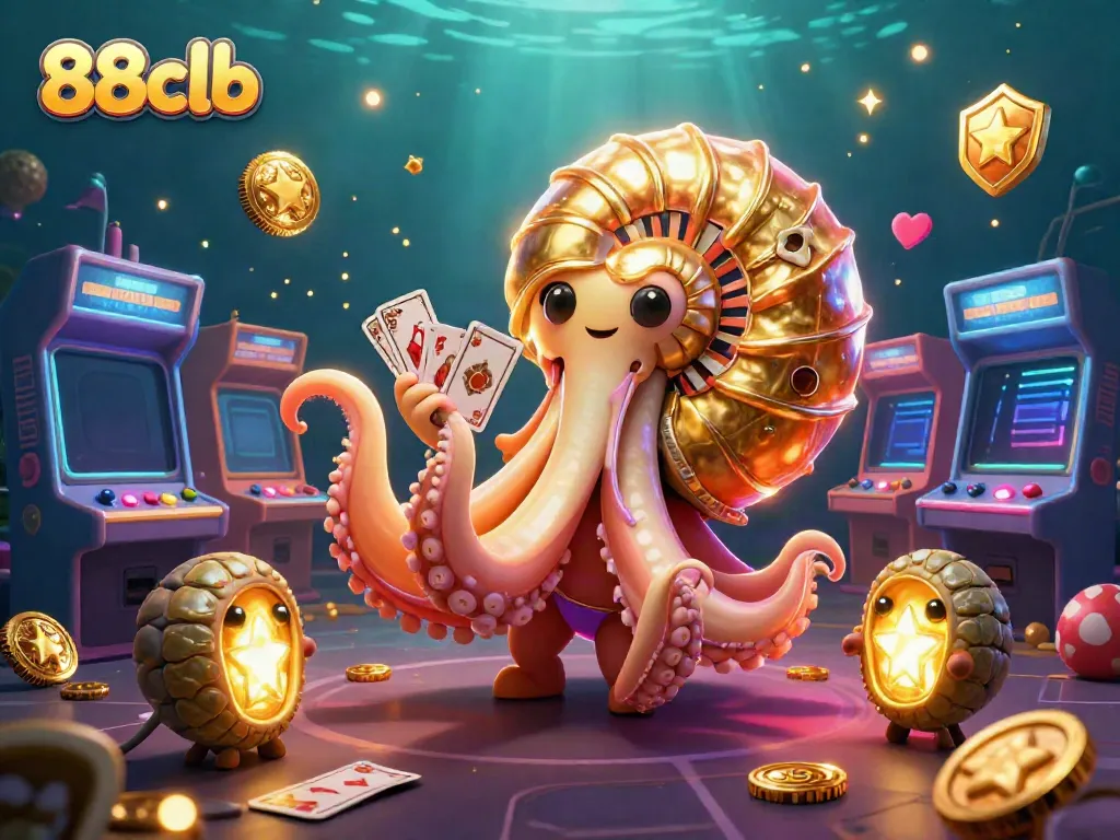 Experience thrilling gameplay with 88clb's unique 3D casino scene featuring a giant nautilus and arcade elements.