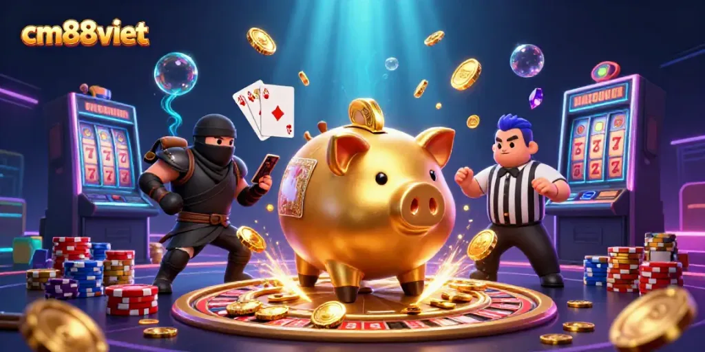 Engage with cm88viet's thrilling online casino experience through colorful 3D visuals filled with action and excitement.