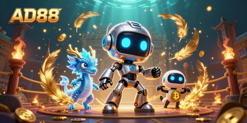 Experience thrilling gameplay at AD88 with our vibrant 3D casino illustration featuring exciting gaming elements.