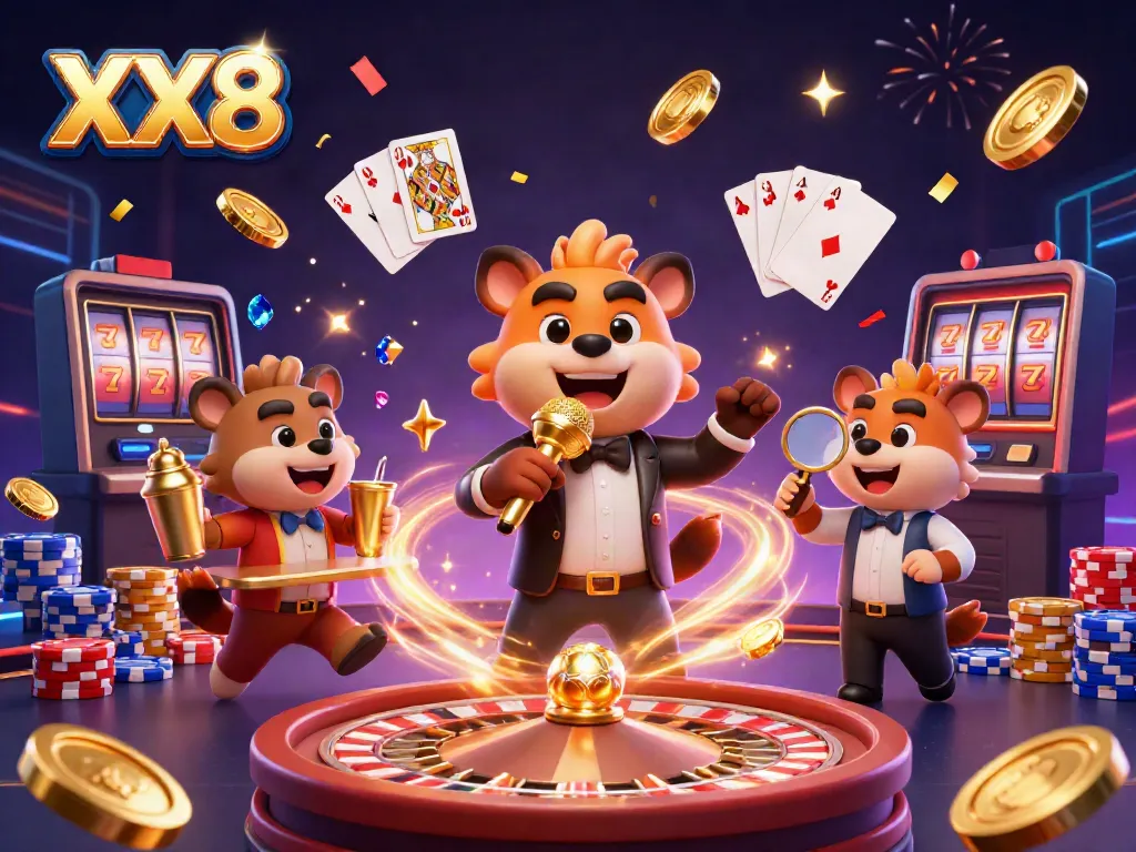 Hyenas bring laughter to the XX8 comedy casino club, reveling in a vibrant gambling atmosphere.