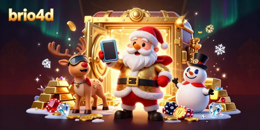 Experience the excitement of BRIO4D with Santa and friends celebrating jackpot wins!