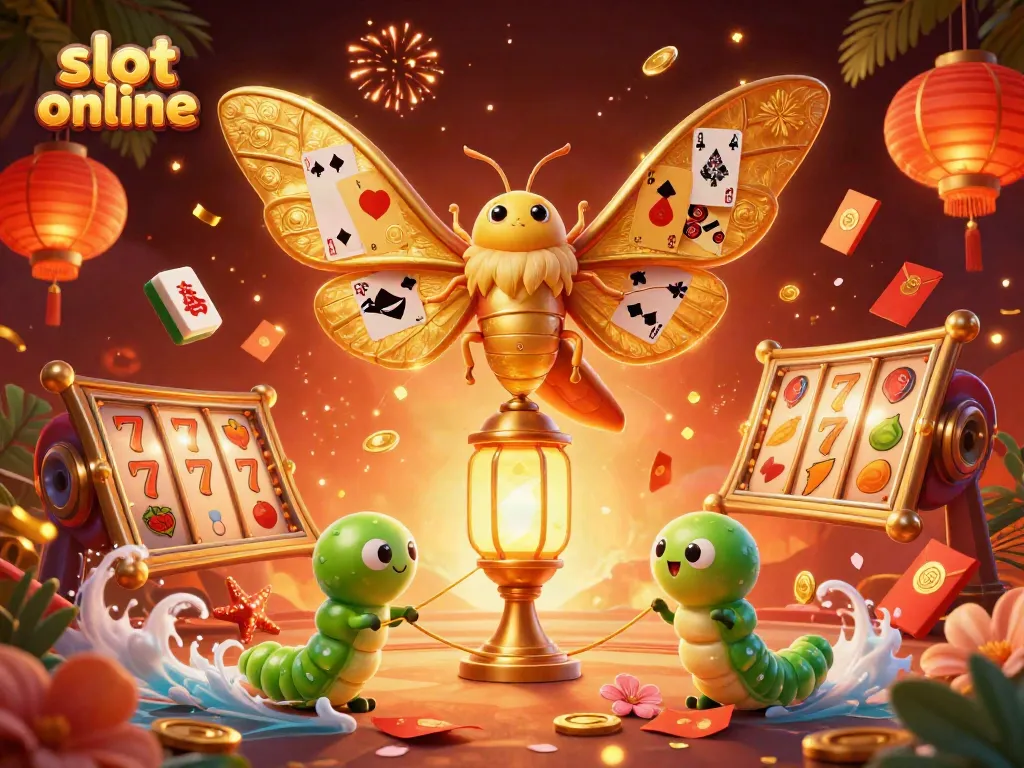 Experience thrilling moments spinning slot online with vibrant casino elements in a dynamic scene.