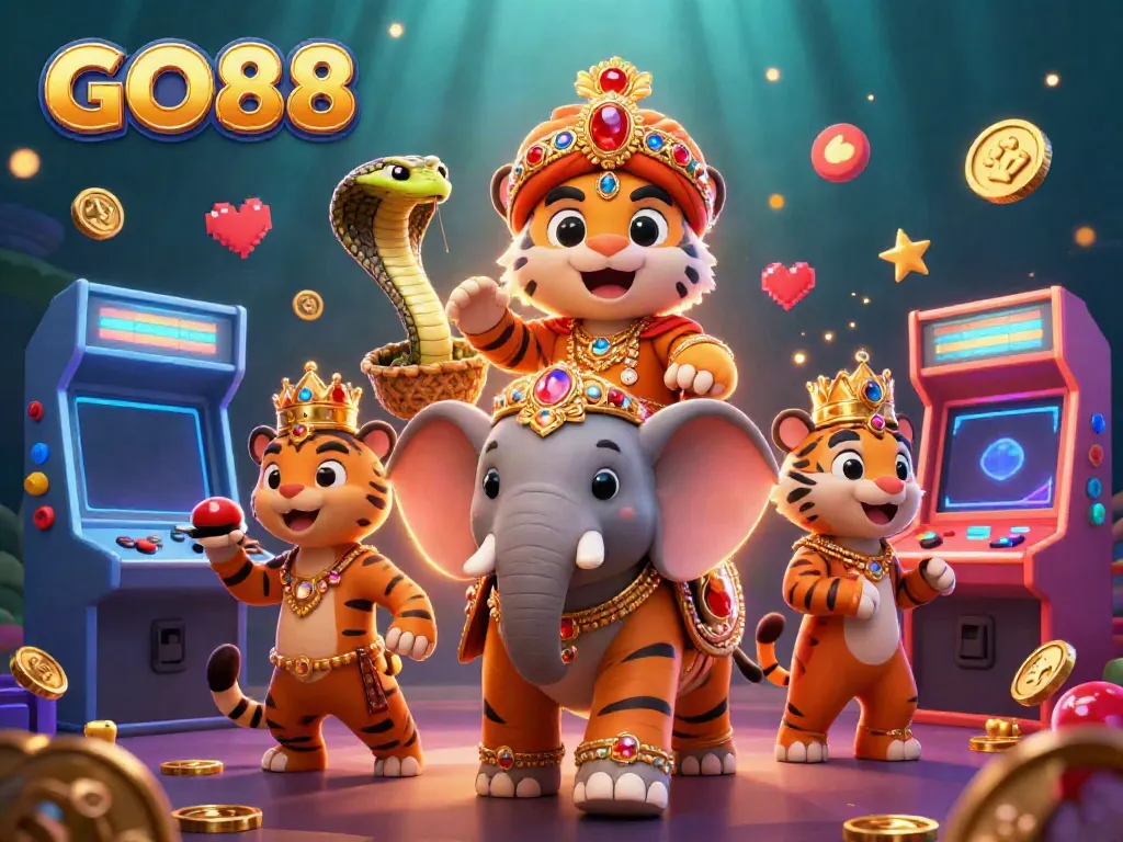 Experience immersive gaming with GO88, featuring vibrant characters and dynamic casino themes.