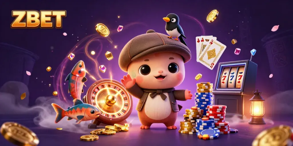 ZBET delivers excitement with Nessie and friends amidst a colorful casino scene.