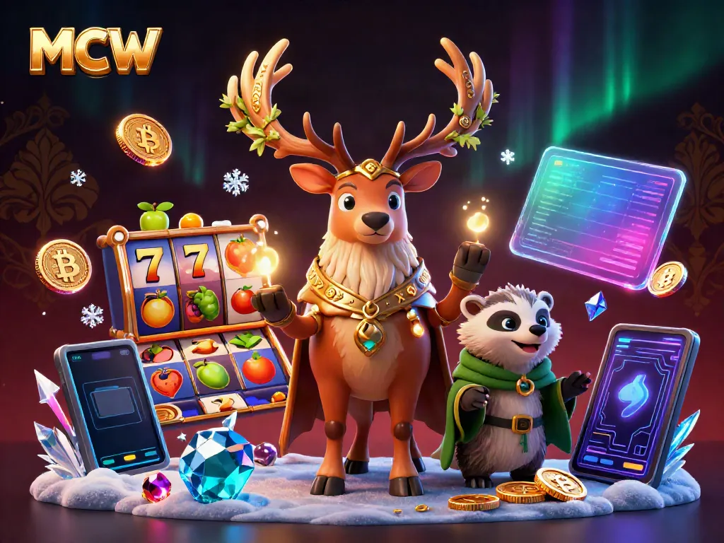 Engage with the vibrant MCW gaming world featuring a Celtic stag, badger, and thrilling slot game elements.
